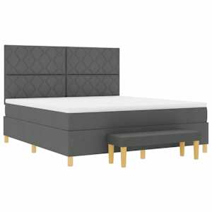 Postel s boxspringem s polštářem Tmavě šedá 200 x 180 cm textil - obrázek 4