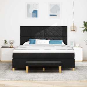 Postel s boxspringem s čelo Černá 200 x 180 cm textil - obrázek 3