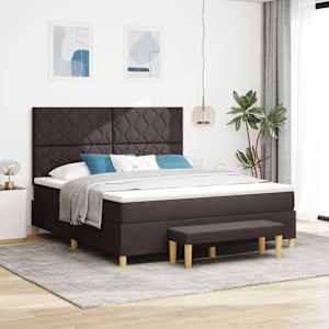 Postel s boxspringem s čelo Tmavě hnědá 200 x 180 cm textil - obrázek 1