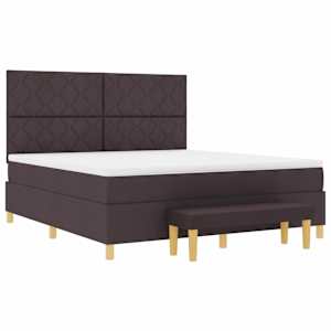 Postel s boxspringem s čelo Tmavě hnědá 200 x 180 cm textil - obrázek 4