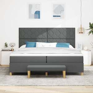 Postel s boxspringem s čelo Tmavě šedá 200 x 200 cm textil - obrázek 3