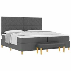 Postel s boxspringem s čelo Tmavě šedá 200 x 200 cm textil - obrázek 2