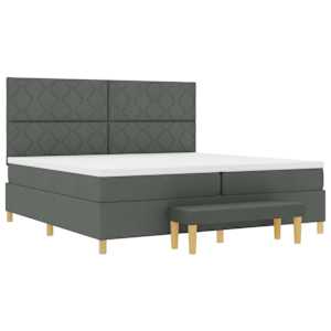 Postel s boxspringem s čelo Tmavě šedá 200 x 200 cm textil - obrázek 4