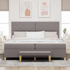 Postel s boxspringem s polštářem Taupe 200 x 200 cm textil - obrázek 3
