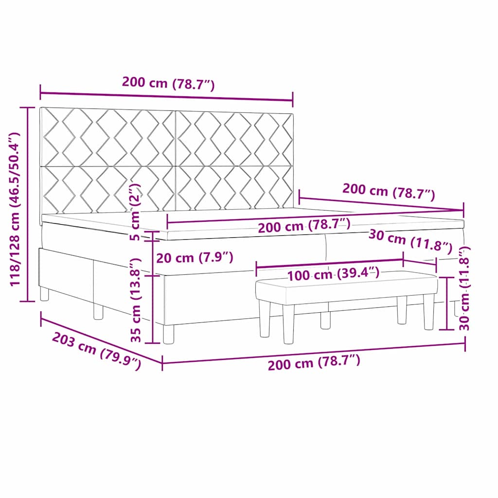Postel s boxspringem s matrací Krémová 200 x 200 cm textil - obrázek 13