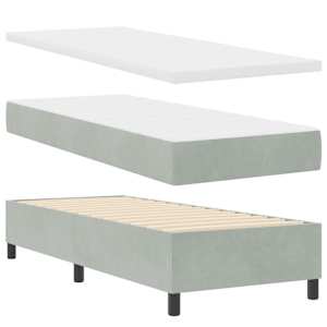 Postel s boxspringem s matrací Světle šedá 80 x 200 cm samet - obrázek 6