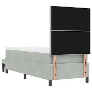 Postel s boxspringem s matrací Světle šedá 80 x 200 cm samet - obrázek 10