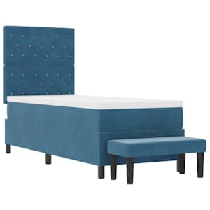 Postel s boxspringem s polštářem Tmavě moddrá 200 x 80 cm samet - obrázek 5