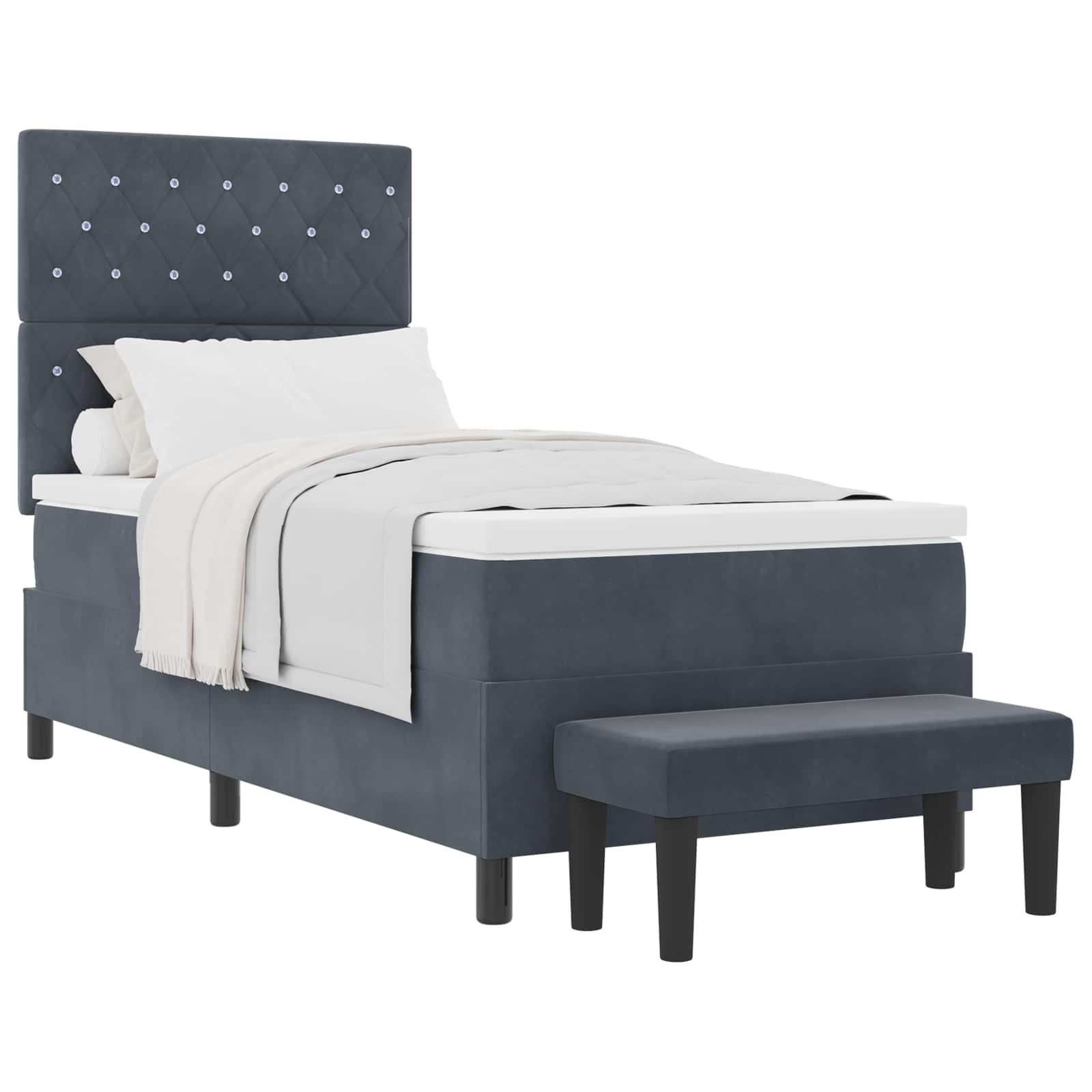 Thumbnail - vidaXL Boxspringbett mit Matratze Dunkelgrau 90 x 190 cm Samt
