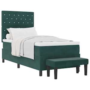 Postel s boxspringem s matrací Tmavě zelená 90 x 190 cm samet - obrázek 2