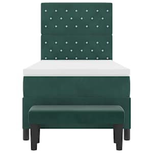 Postel s boxspringem s matrací Tmavě zelená 90 x 190 cm samet - obrázek 8