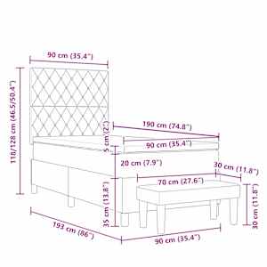 Postel s boxspringem s matrací Tmavě zelená 90 x 190 cm samet - obrázek 13