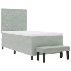Postel s boxspringem s čelo Světle šedá 200 x 90 cm samet - obrázek 7
