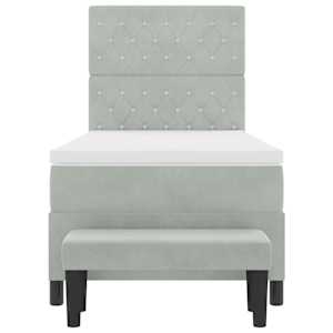 Postel s boxspringem s čelo Světle šedá 200 x 90 cm samet - obrázek 8