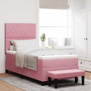 Postelja z vzmetnico z vzmetnico Roza 90 x 200 cm Žamet