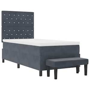 Postel s boxspringem s matrací Tmavě šedá 100 x 200 cm samet - obrázek 7