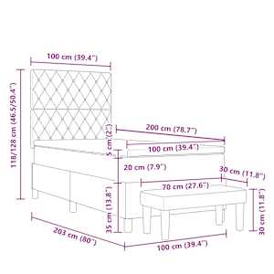 Postel s boxspringem s matrací Tmavě šedá 100 x 200 cm samet - obrázek 13
