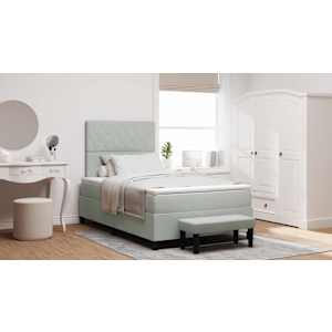 Postelja z vzmetnico z vzglavjem Svetlo siva 190 x 120 cm Žamet