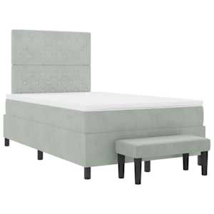 Postel s boxspringem s čelo Světle šedá 190 x 120 cm samet - obrázek 7