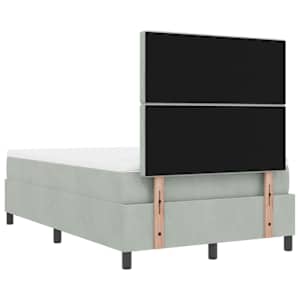 Postel s boxspringem s čelo Světle šedá 190 x 120 cm samet - obrázek 10