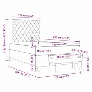 Postel s boxspringem s matrací Tmavě šedá 120 x 200 cm samet - obrázek 13
