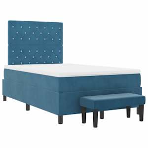 Postel s boxspringem s čelo Tmavě moddrá 200 x 120 cm samet - obrázek 7