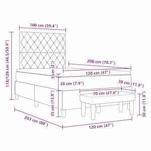 Postel s boxspringem s matrací s čelo Růžová 120 x 200 cm samet - obrázek 13