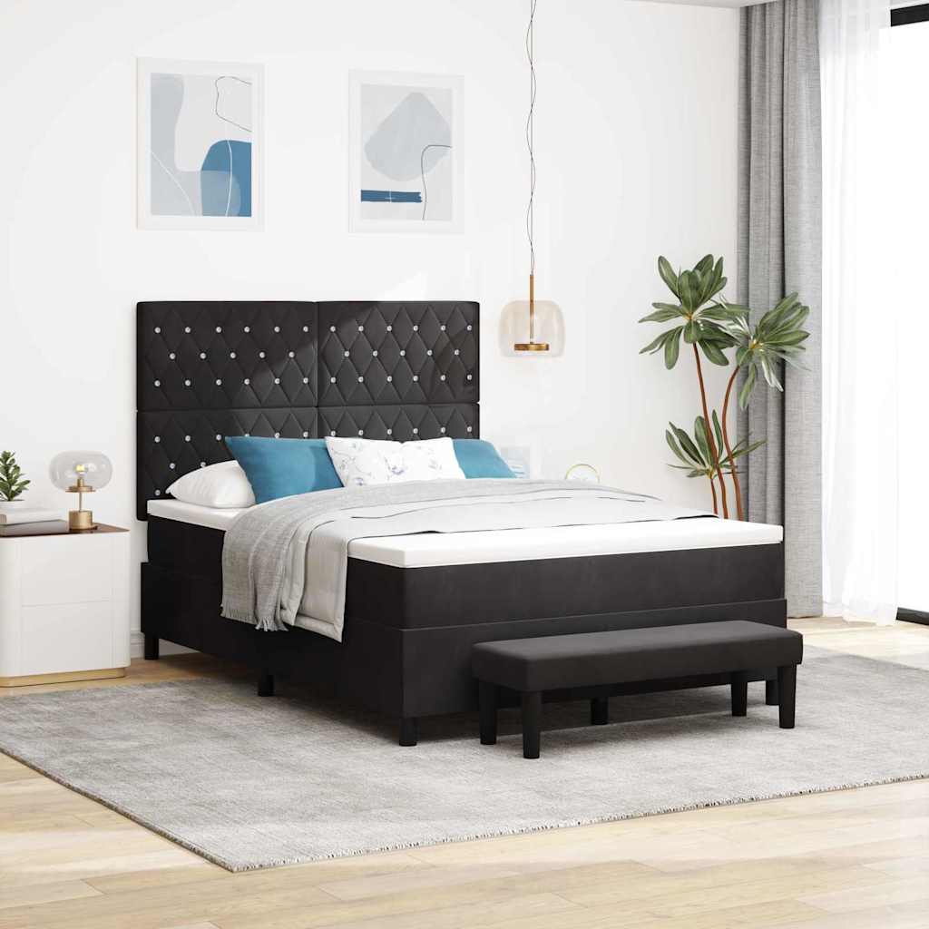 Kasti vedru voodi madratsi ja pingiga must 140x190 cm samet
