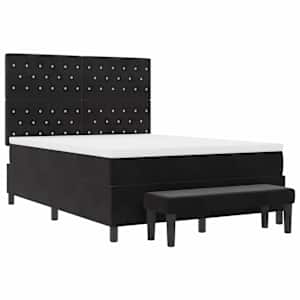 Postel s boxspringem s čelo Černá 190 x 140 cm samet - obrázek 7