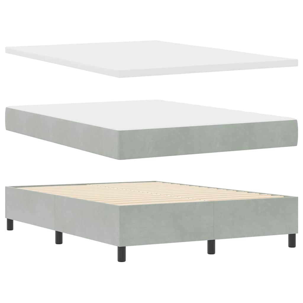vidaXL Boxspring ágy matraccal és paddal világosszürke 140x200 cm bársony