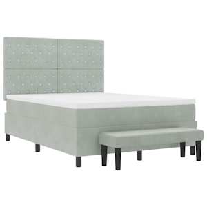 Postel s boxspringem s čelo Světle šedá 200 x 160 cm samet - obrázek 7
