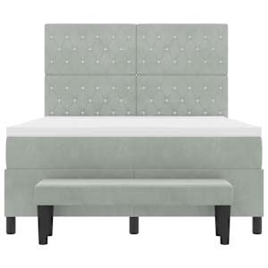 Postel s boxspringem s čelo Světle šedá 200 x 160 cm samet - obrázek 8