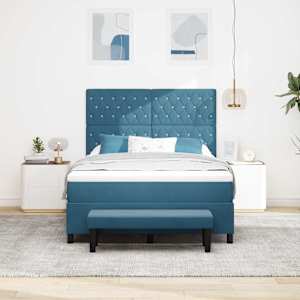 Postel s boxspringem s matrací Tmavě moddrá 160 x 200 cm samet - obrázek 3