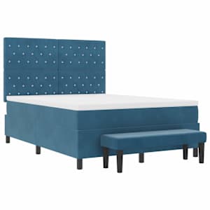 Postel s boxspringem s matrací Tmavě moddrá 160 x 200 cm samet - obrázek 7
