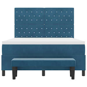 Postel s boxspringem s matrací Tmavě moddrá 160 x 200 cm samet - obrázek 8