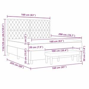 Postel s boxspringem s matrací Tmavě moddrá 160 x 200 cm samet - obrázek 13