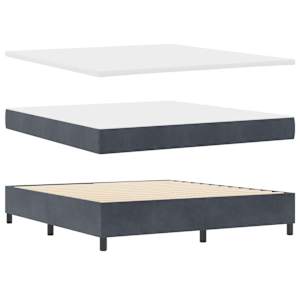 Postel s boxspringem s čelo Tmavě šedá 200 x 180 cm samet - obrázek 4