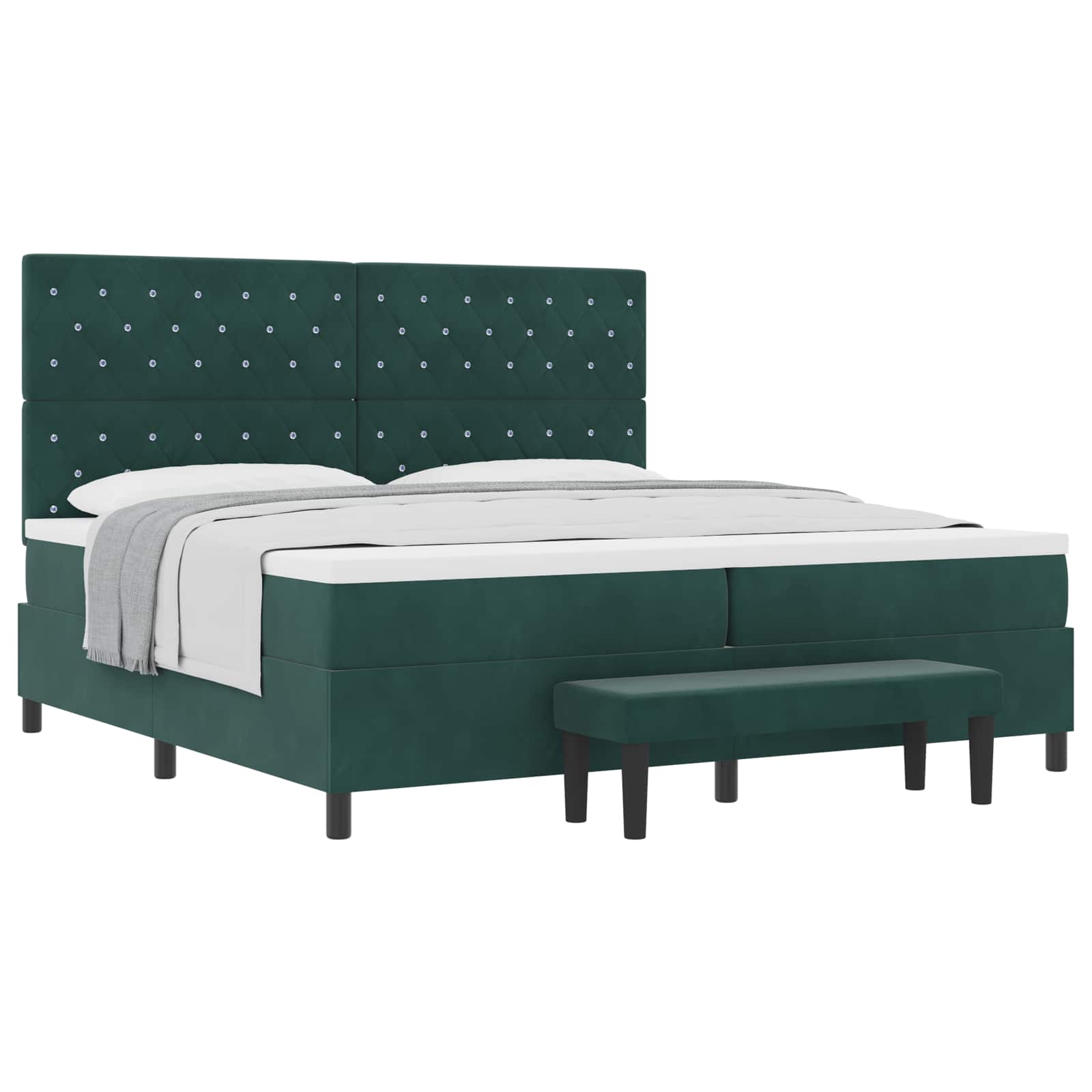 vidaXL Boxspring bed met hoofdeinde Donkergroen 200 x 200 cm Fluweel groen, foto 3