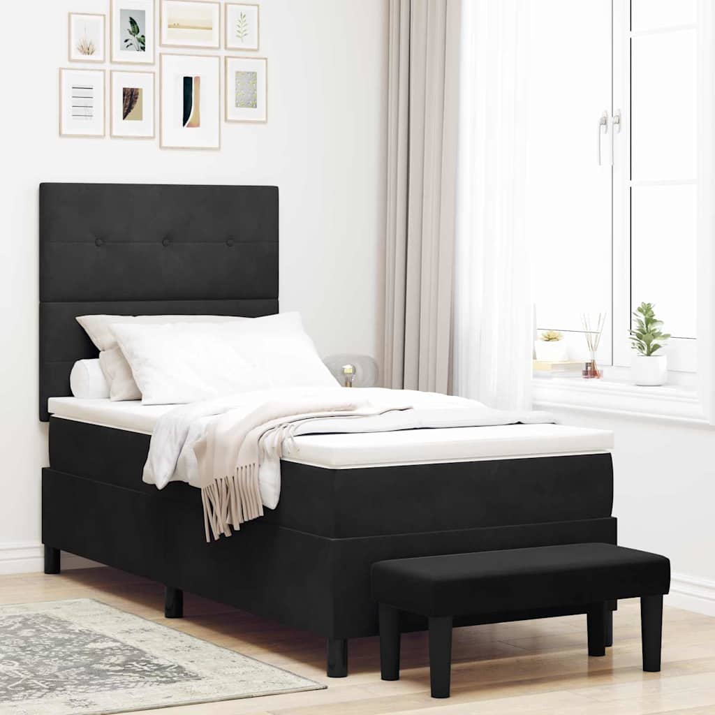 Kastevoodi koos madratsi ja pingiga Must 80x200 cm Samet