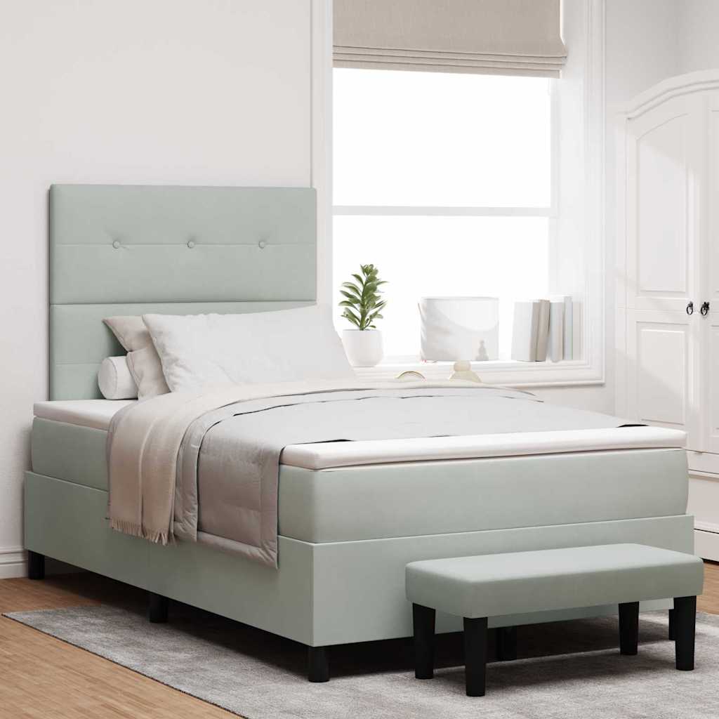 Boxspringbett mit Matratze & Bank Hellgrau 120x190 cm Samt