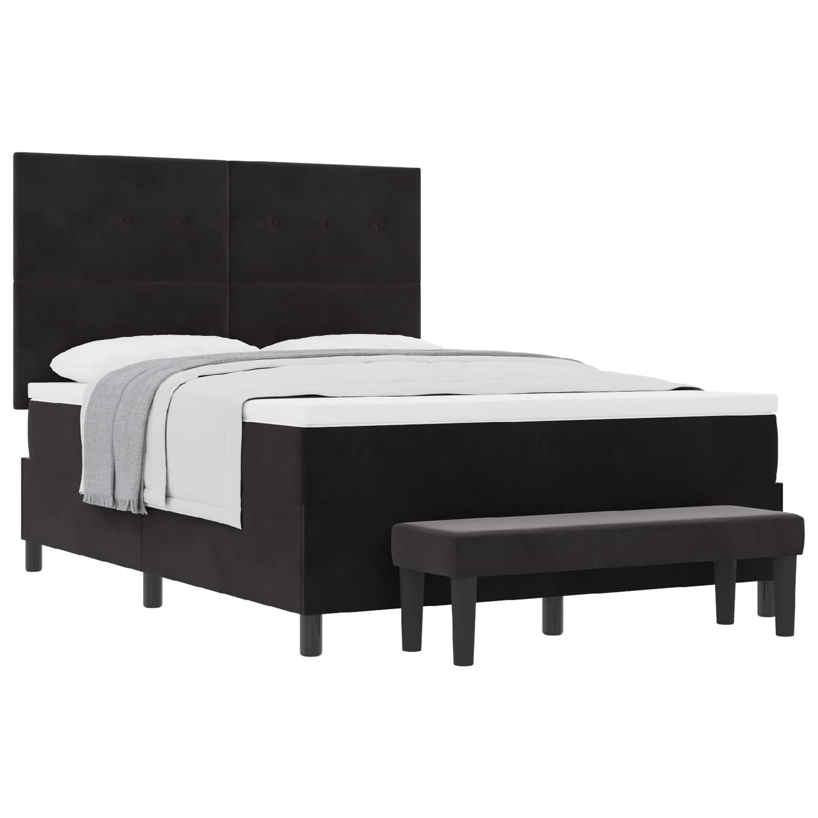 Thumbnail - vidaXL Boxspringbett mit Matratze Schwarz 140 x 190 cm Samt