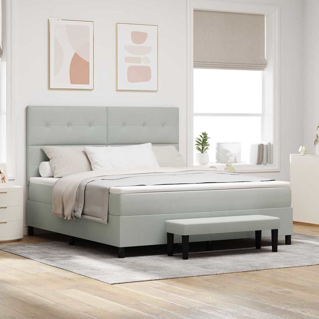 vidaXL Pat cu arcuri cu headboard Gri deschis 200 x 180 cm Catifea