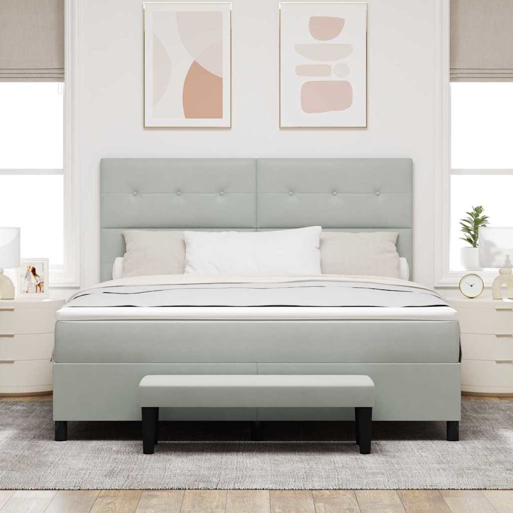 Postel s boxspringem s čelo Světle šedá 200 x 180 cm samet - obrázek 3