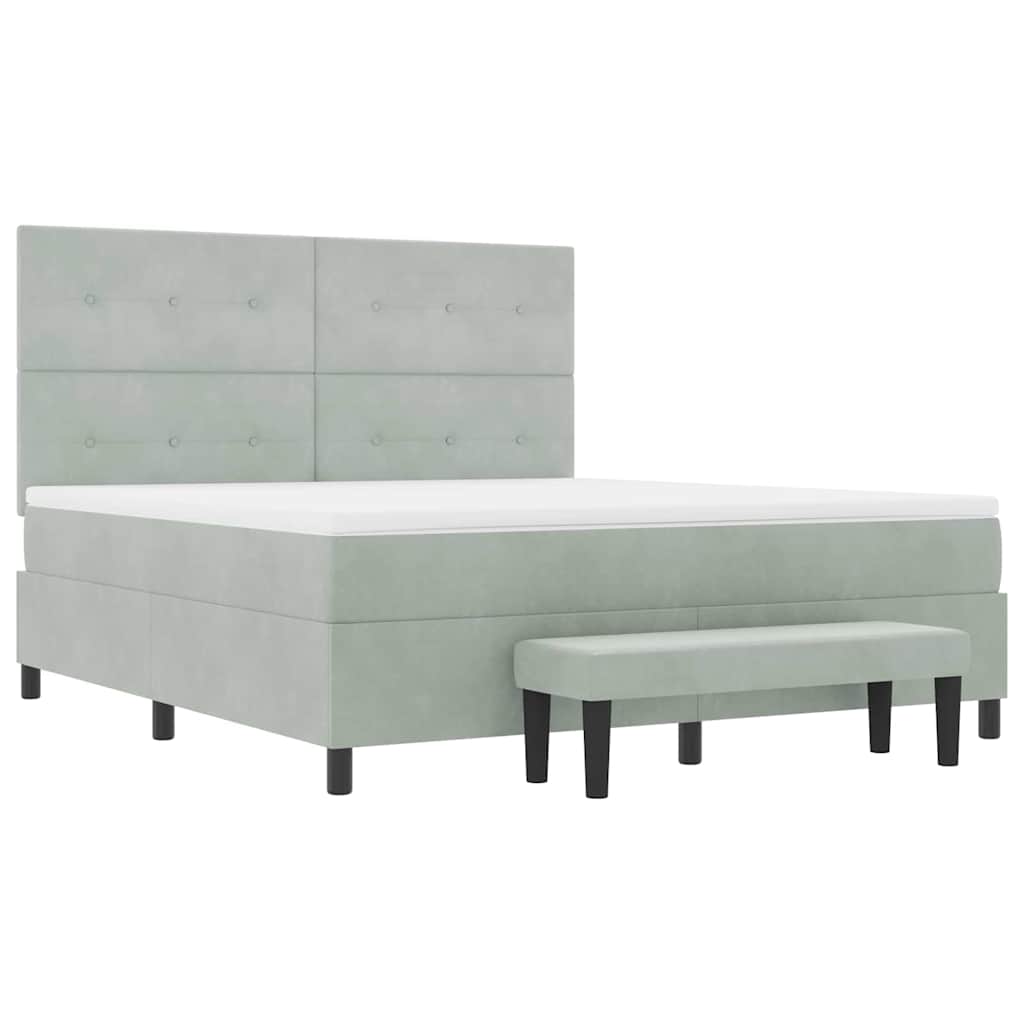 Postel s boxspringem s čelo Světle šedá 200 x 180 cm samet - obrázek 7