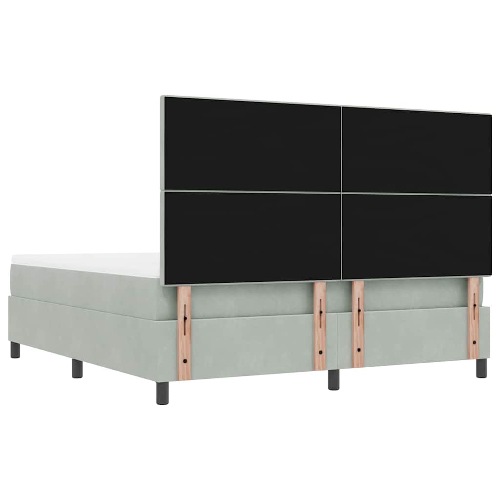 Postel s boxspringem s čelo Světle šedá 200 x 180 cm samet - obrázek 10