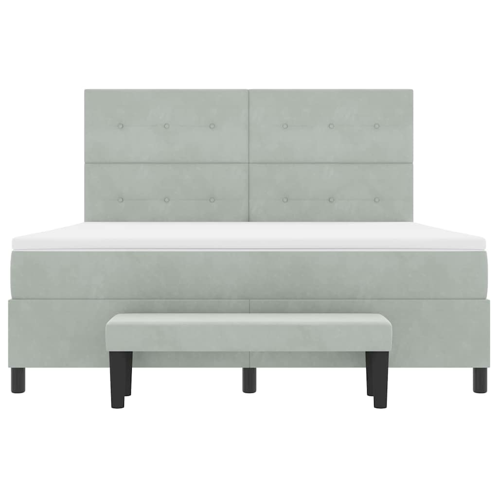 Postel s boxspringem s čelo Světle šedá 200 x 180 cm samet - obrázek 8