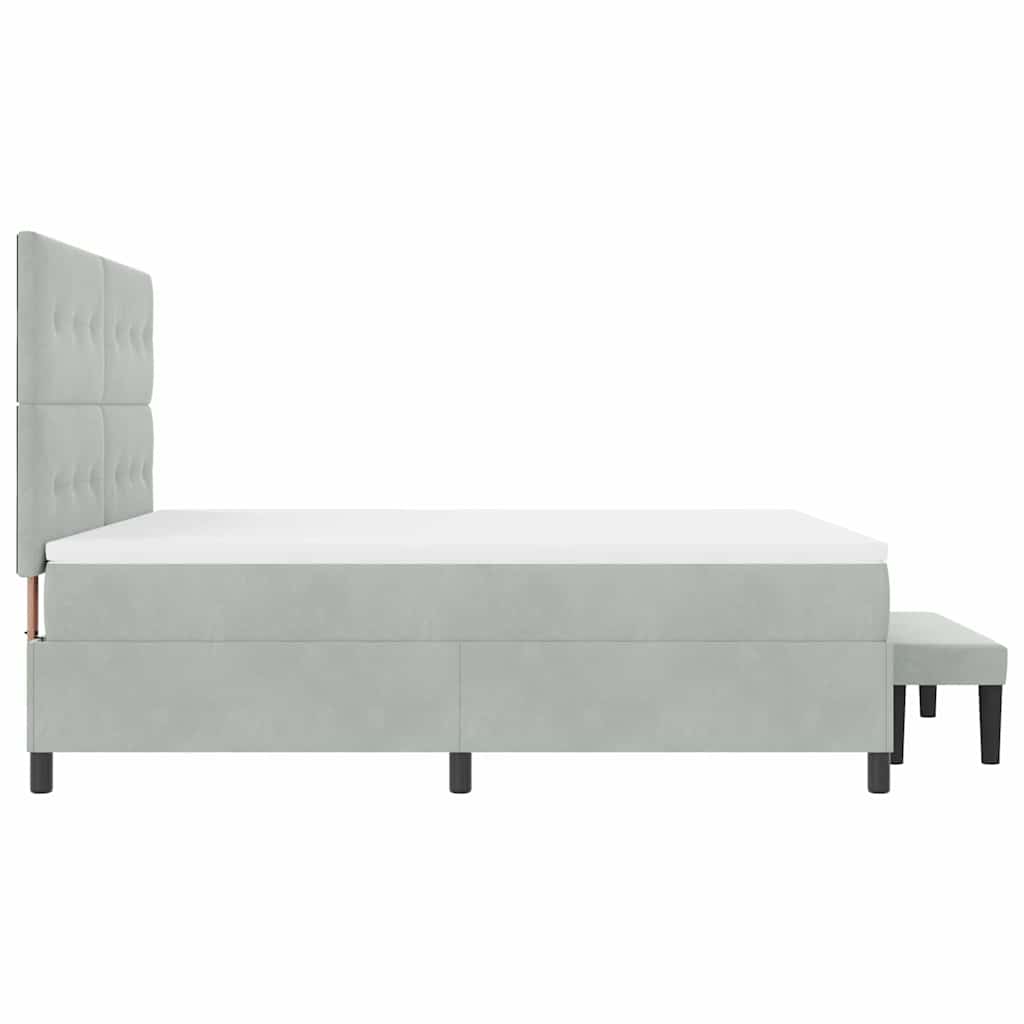 Postel s boxspringem s čelo Světle šedá 200 x 180 cm samet - obrázek 9