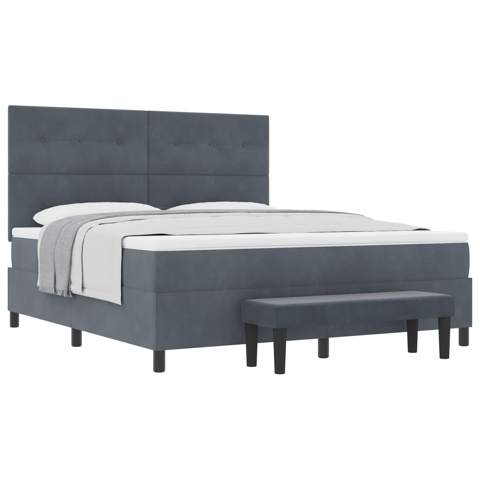 vidaXL Boxspring bed met hoofdeinde Donkergrijs 200 x 180 cm Fluweel grijs, foto 3