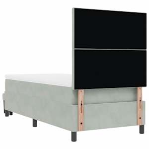 Postel s boxspringem s matrací Světle šedá 100 x 200 cm samet - obrázek 10