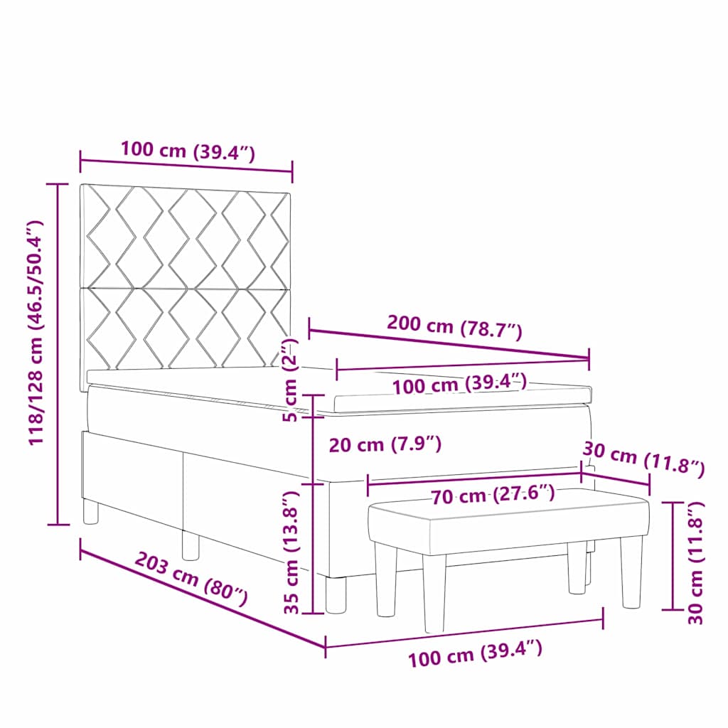 Postel s boxspringem s čelo Černá 200 x 100 cm samet - obrázek 13